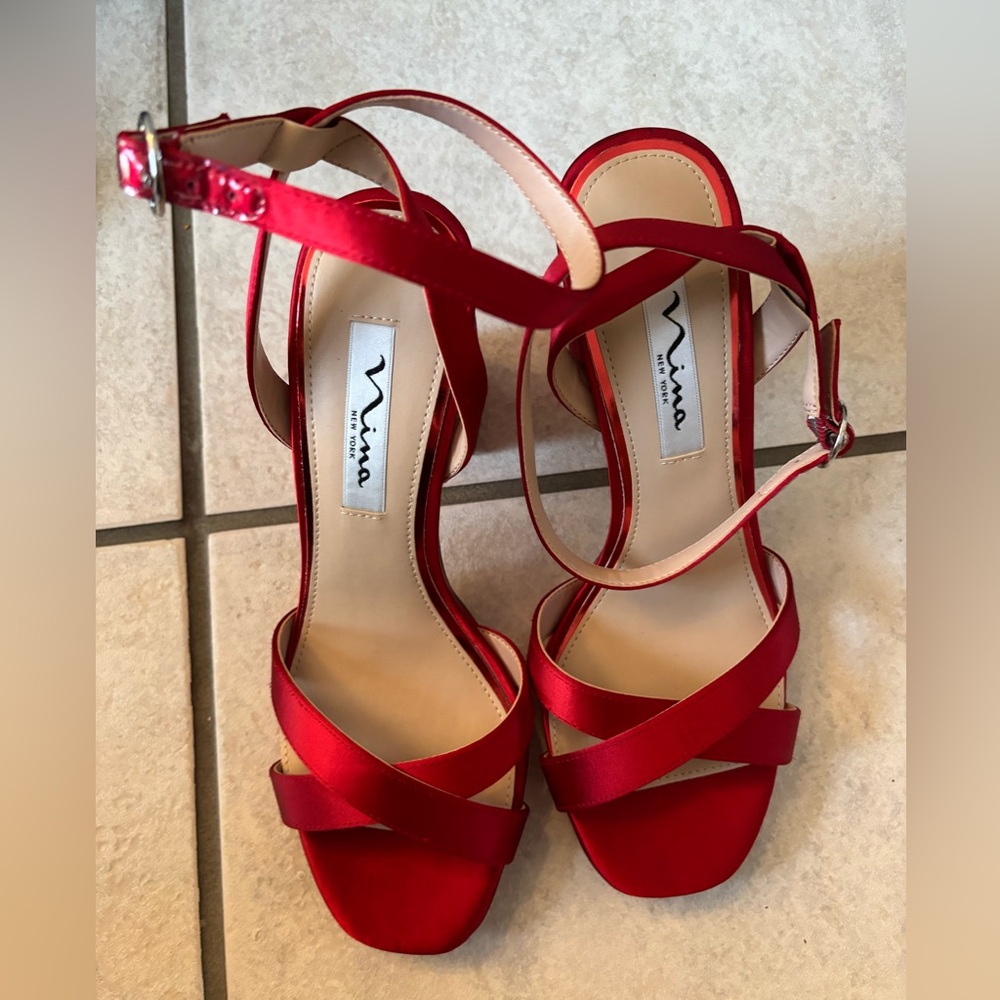 Nina New York Red Strappy Heels